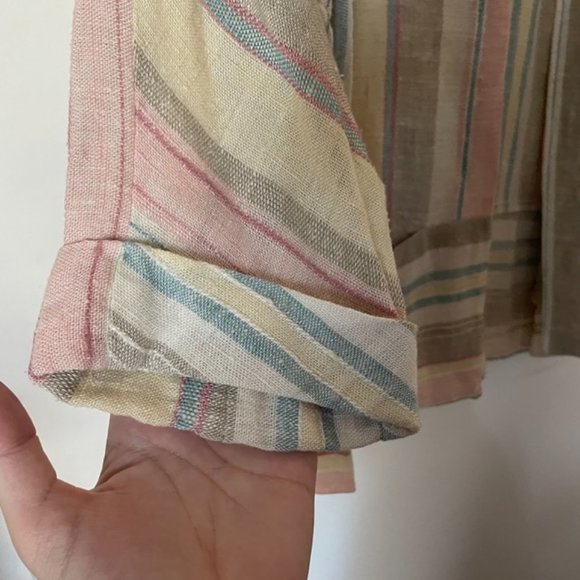 vintage flowy open jacket / boho minimalist pastel stripes beach cool grandma 🌼 - Picture 5 of 5